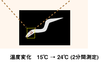 温度変化　15℃ → 24℃ (2分間測定)
